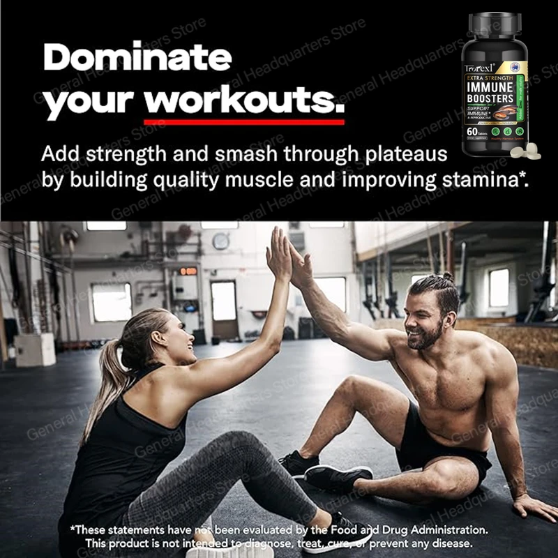 Testosterone Booster Supplement for Extra Strength Increases Muscle Mass,increases Stamina Energy & Motivation Oyster Capsules