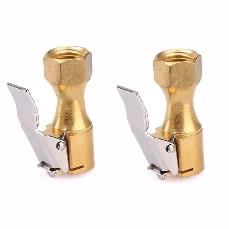 

2Pcs Car Truck Brass Air Pump Valve Chuck Tyre Valve 8mm Pump Motor Bicycle Vehicle Wheel Clip Clamp Connector Auto Adapter