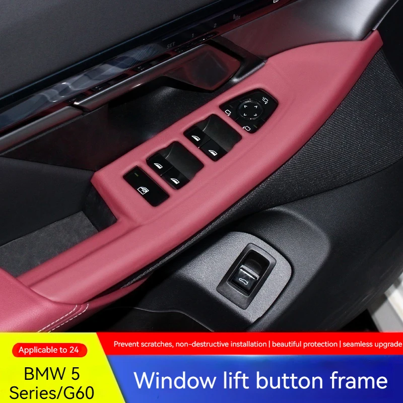 

Door Handle Sticker For BMW 5 Series G60 2024 2025 LHD Window Switches Panel Cover Auto Front Rear Door Stickers accessories