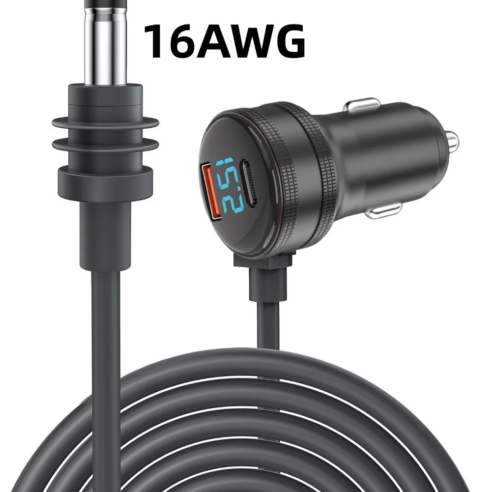 For Starlink For Mini Power Cable 3/5M 12-24V Cigarrete-Lighter Adapter To DC Power Cable With USB-A Type-C Port Extension Cable