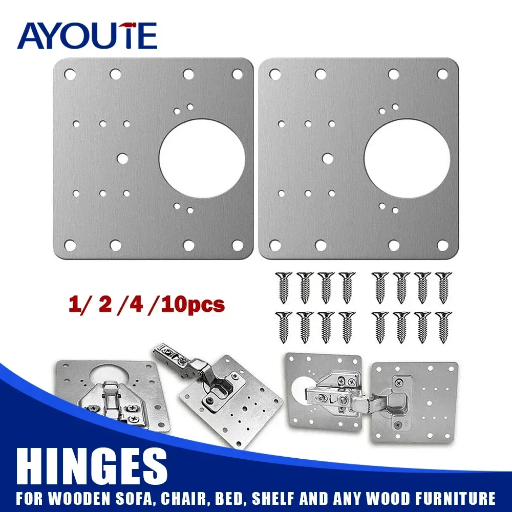 

Hinge Repair Plate Kitchen Cabinet Door Hinges Mounting Plate with Screw Flat Fixing Brackets Furniture Hardware Tools