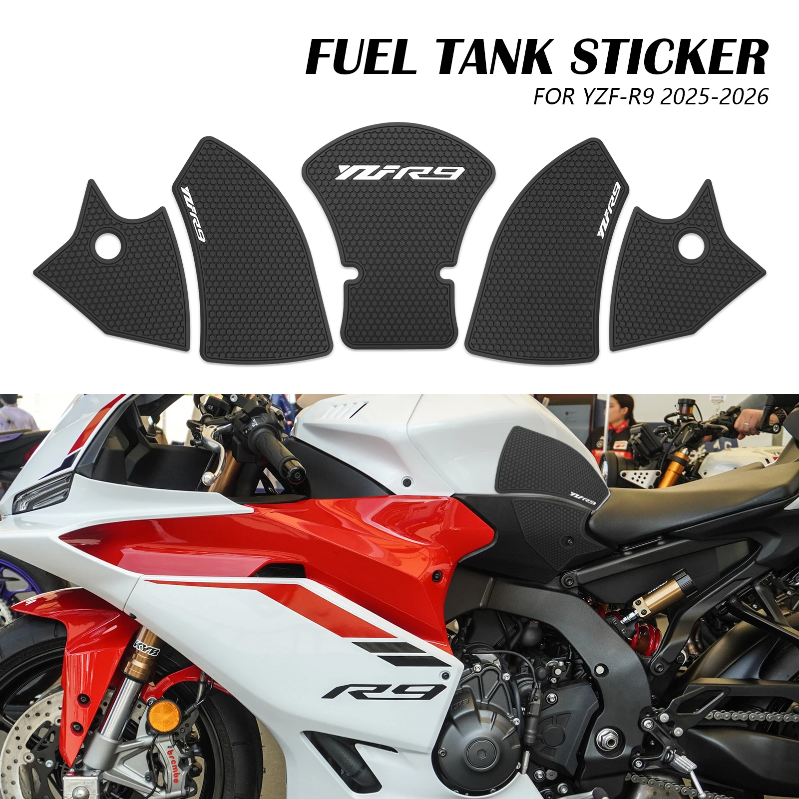 Motorcycle Non-slip Side Fuel Tank Stickers For YAMAHA YZF R9 yzf r9 2025-2026 Waterproof Pad Stickers fuel tank pad YZF-R9