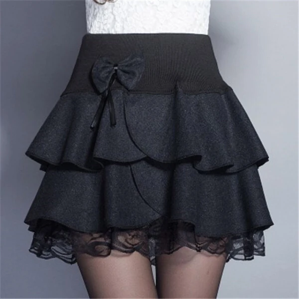 

2021 Spring and Autumn Winter Tweed Skirt Short Skirt High Waist A-line Skirt Shaggy Pleated Umbrella Lotus Leaf Lady Girl