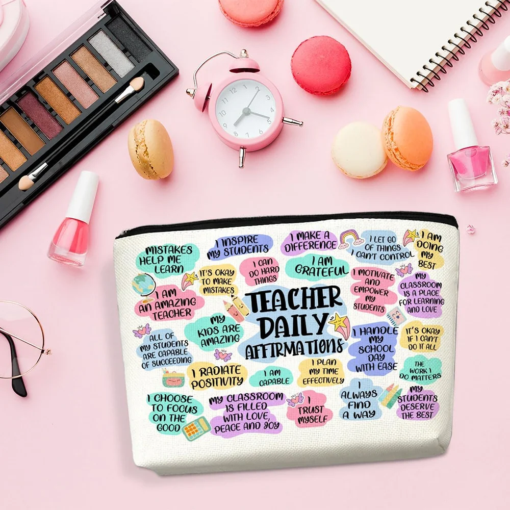 

1Pcs 6.1*8.9inch Teacher Appreciation Canvas Makeup Bag A Variety of Patterns To Choose From Back To School Gifta Graduation