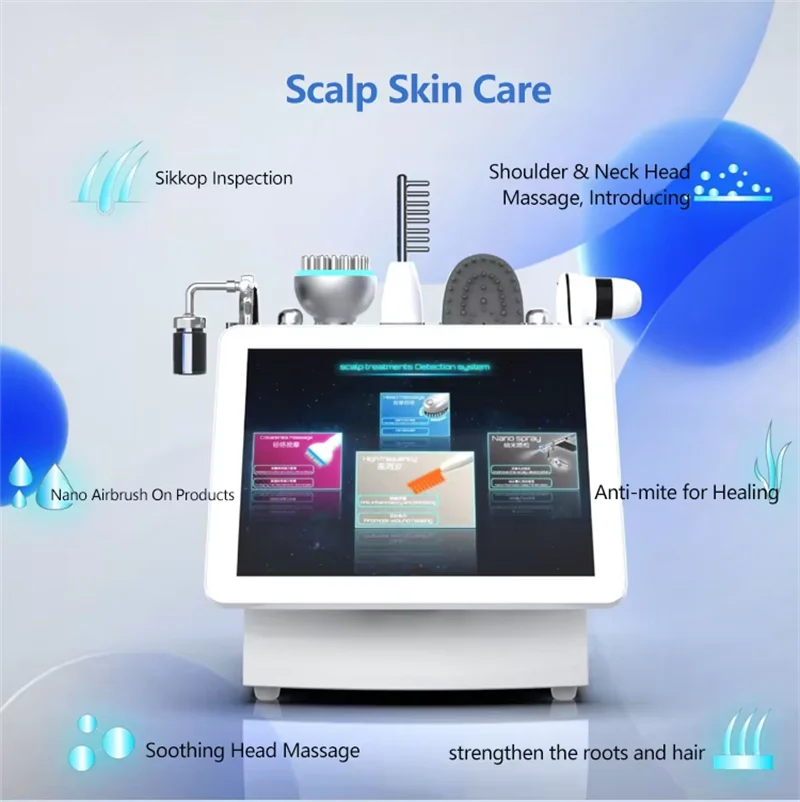 5 In 1 High Frequency Hair Scalp Massage Device Hair Spa Scalp Treatment Machine Hair Follicle Examination Growth Device