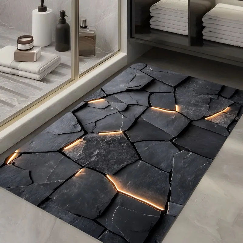 Modern Black Golden Crackle Stone Wall Light Effect Non-Slip, for Entryway, Kitchen, Living Room, Cafe, Bar, Garden, Ideal Gift