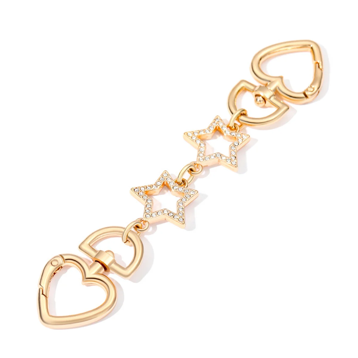 Gold Straight Metal Star Extensions Chain Rhinestone Star Purse Extender Chain Strap for Handbags and Shoulder Bags