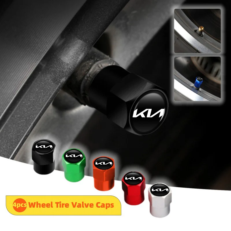 4pcs Car Styling Aluminum Alloy Wheel Tire Valve Stem Air Cap For KIA Rio K5 K2 Sportage Ceed Sorento Picanto Stinger Soul