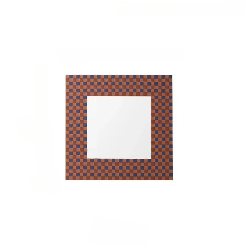 

Iris blue gold brown BV woven checkerboard mirror cloakroom high definition vanity mirror