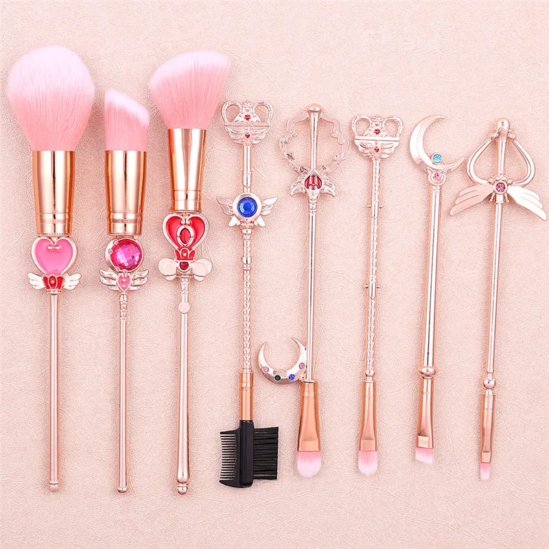 8pcs Anime Sailor Moon Makeup Brushes Set lady Girl Fashion Brushes Foundation Cosmetic Eyebrow Eyeshadow Brush Tool Pincel - view 3