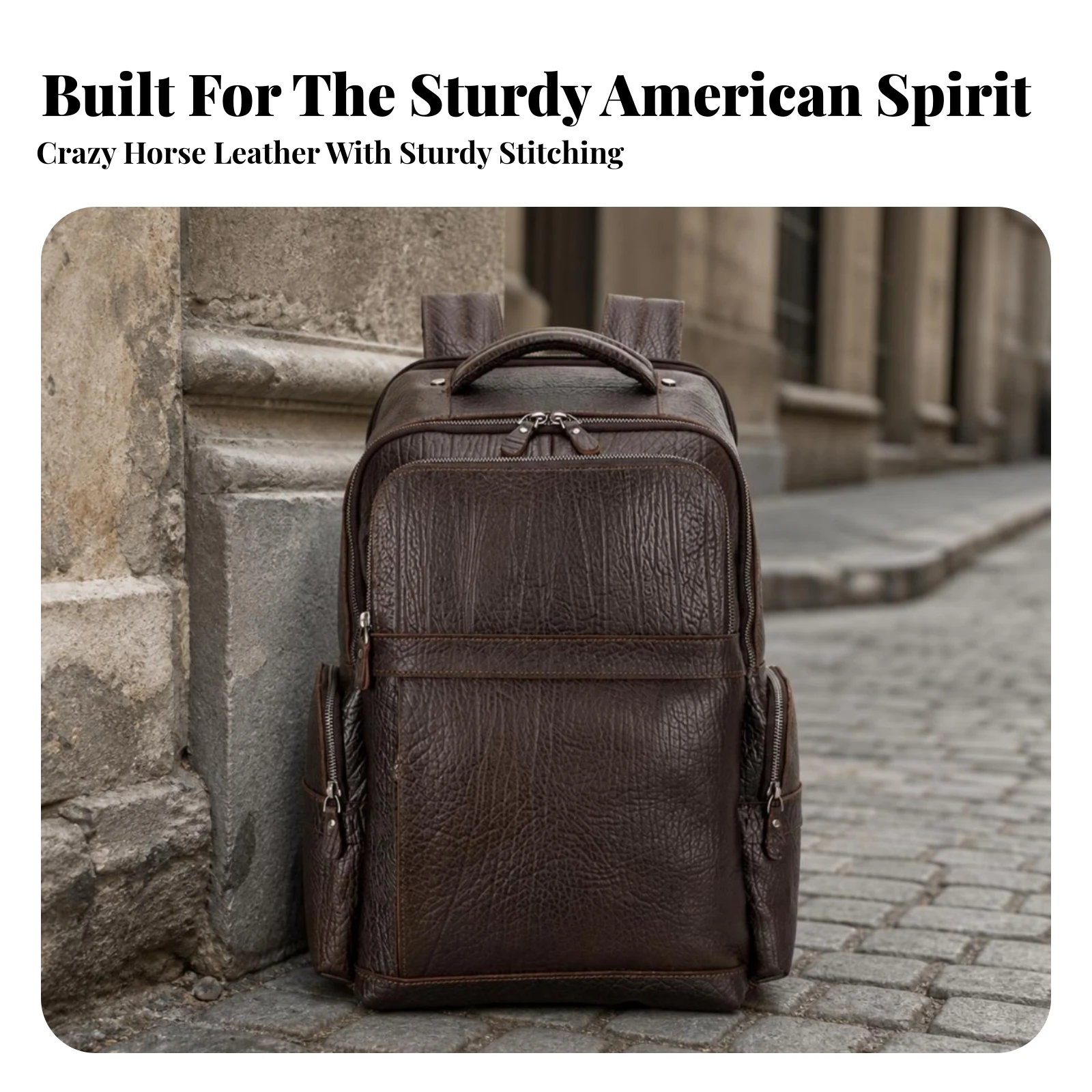 Leather Backpack Spacious Backpack with Laptop Compartment Rucksack Large Daypack Structured for Commuters, Hiking