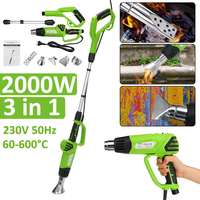 3 in 1 Weeds Burner Electric Thermal Weeder Hot Air Weeds Grass Flame Durable Safe Garden Tool with 5 Nozzles 2000W