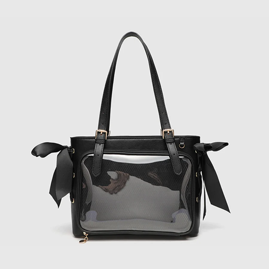 Japanese Harajuku Ita Bag for Women PU DIY Transparent Pocket Itabag High School Girls Uniform JK Crossbody Shoulder Bag Handbag