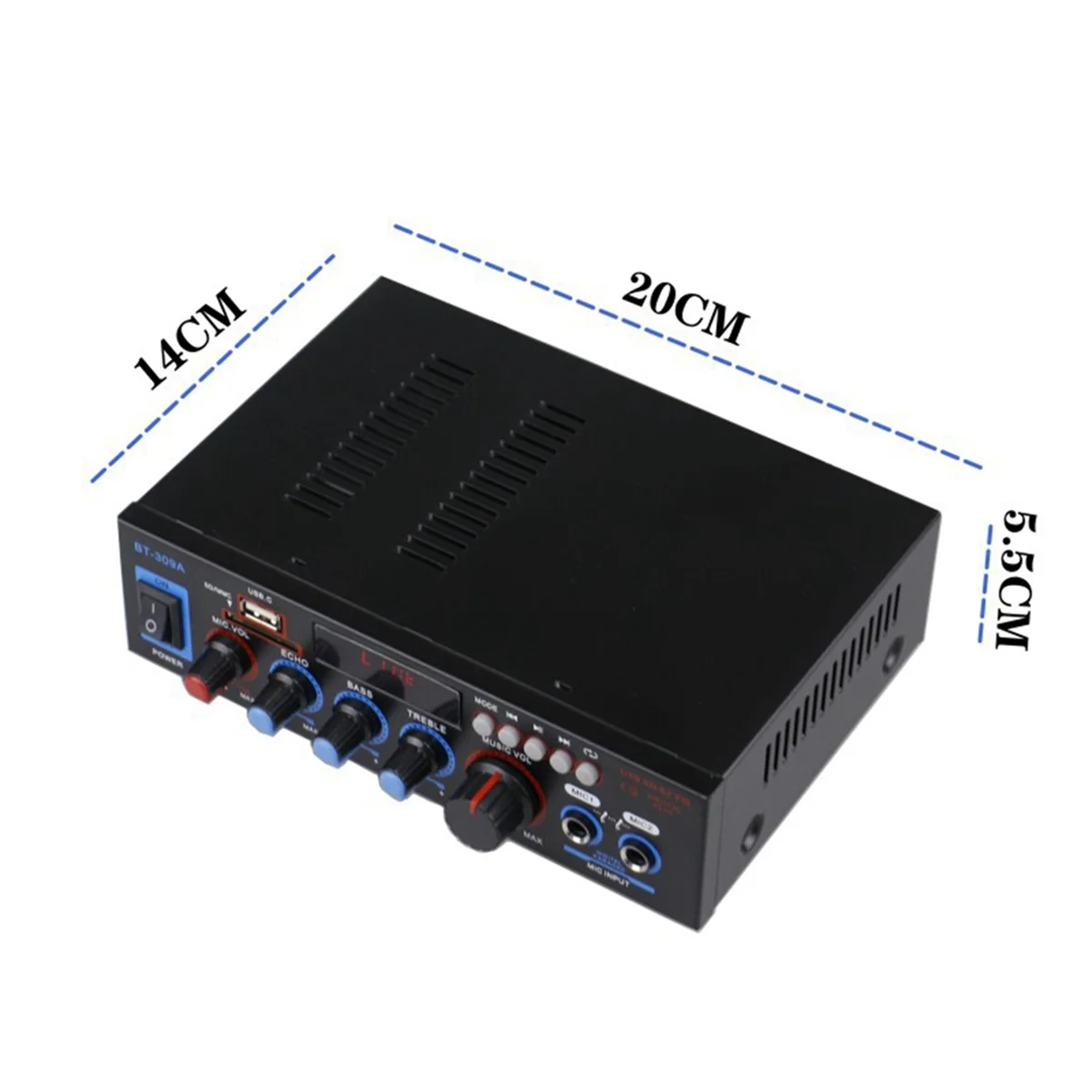 BT-309A Bluetooth 5.0 Amplifier for Speakers 2.0 Channel Car Audio Power AMP Bass HIFI Music Player EU Plug