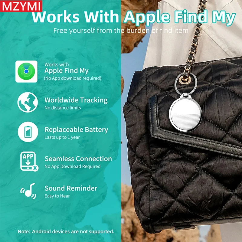 MZYMI Mini Bluetooth GPS Tracker Kids Pet  Location Finder For Apple Smart Track For Keys Wallet Work For Apple Find My