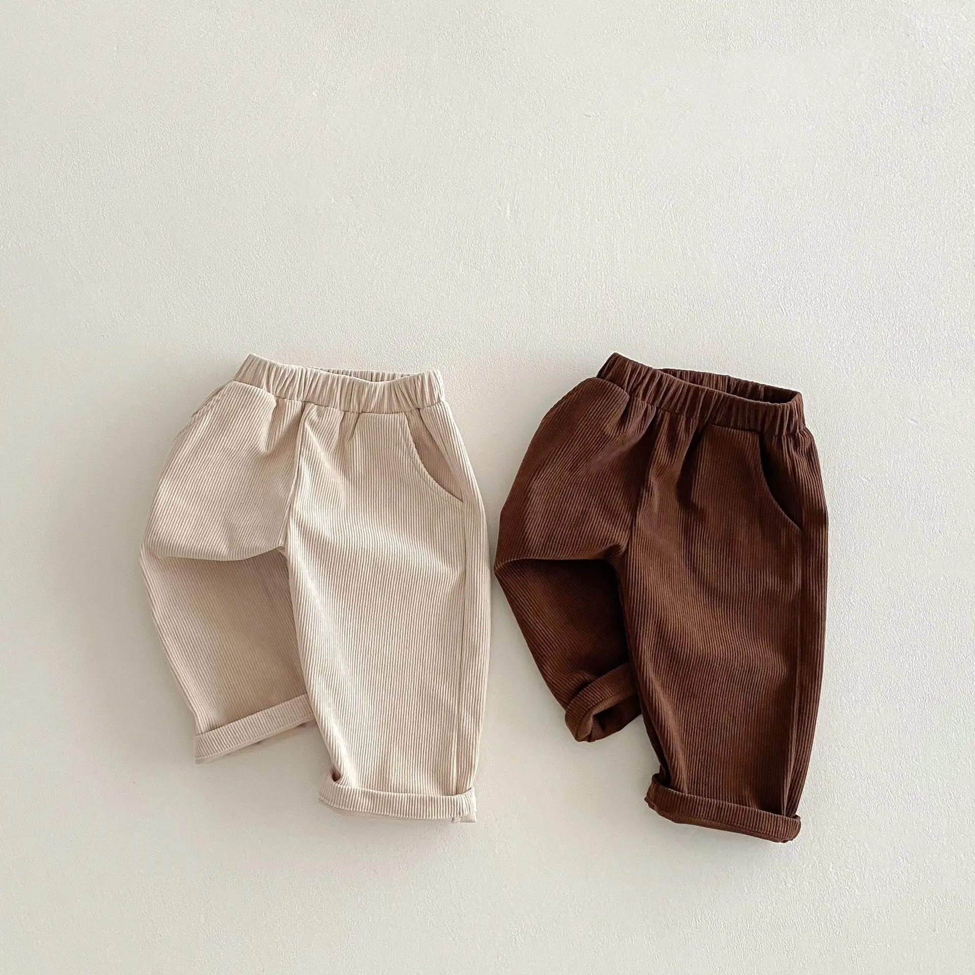 Autumn New Corduroy Kids Pants Soft Toddler Trousers 1-6Y Solid Color Loose Fit Children Clothes