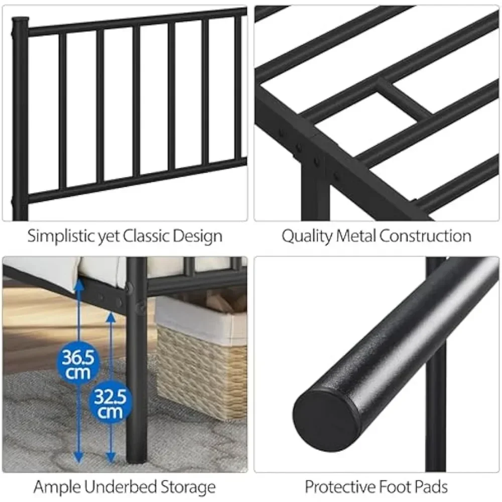 Bed Frame Metal Platform Bed Frame Mattress Foundation with Spindle Headboard & Footboard/No Box Spring Need