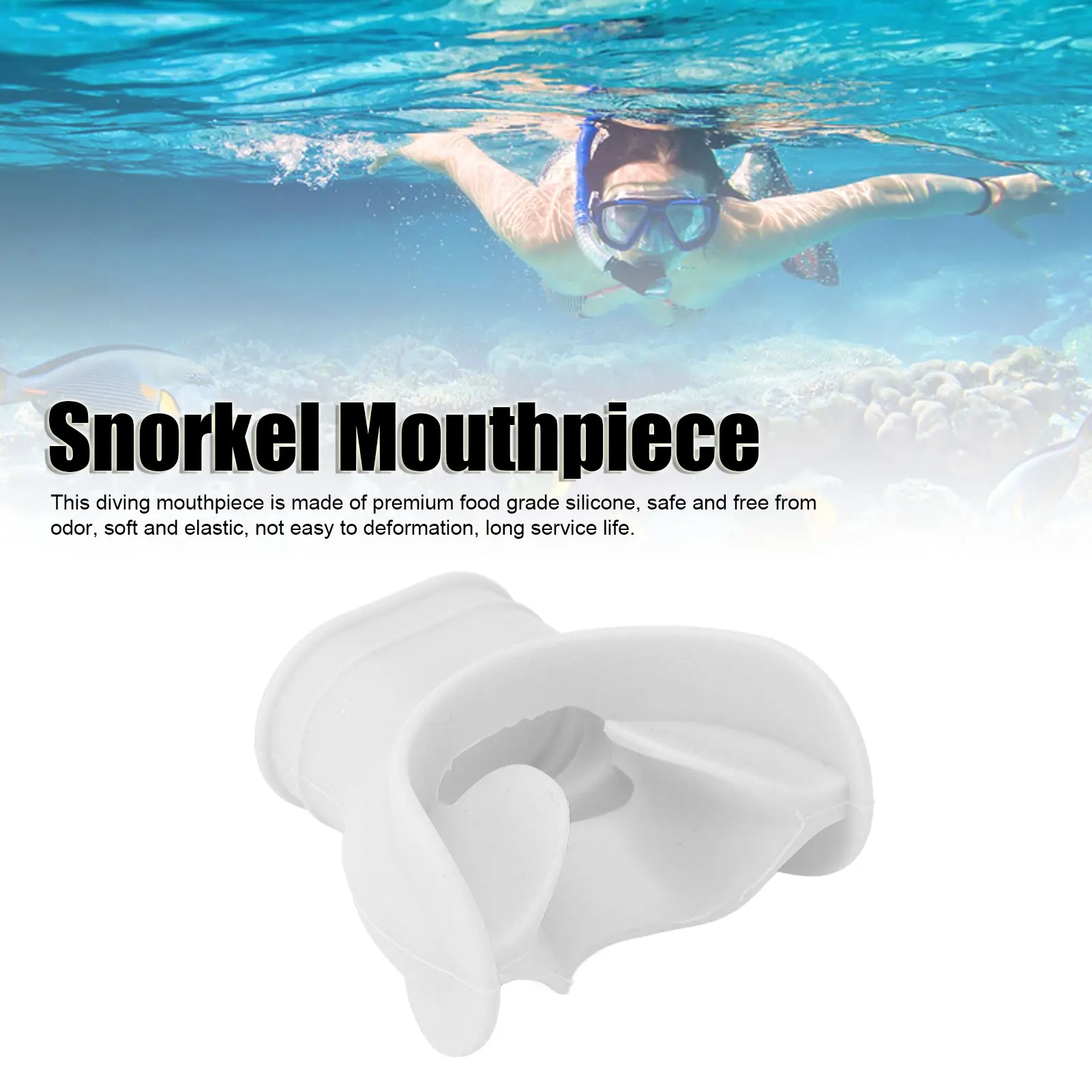 Scuba Diving Regulator Mouthpiece Silicone Universal Comfort Bite Mouthpiece Snorkel Regulator for Replacement White