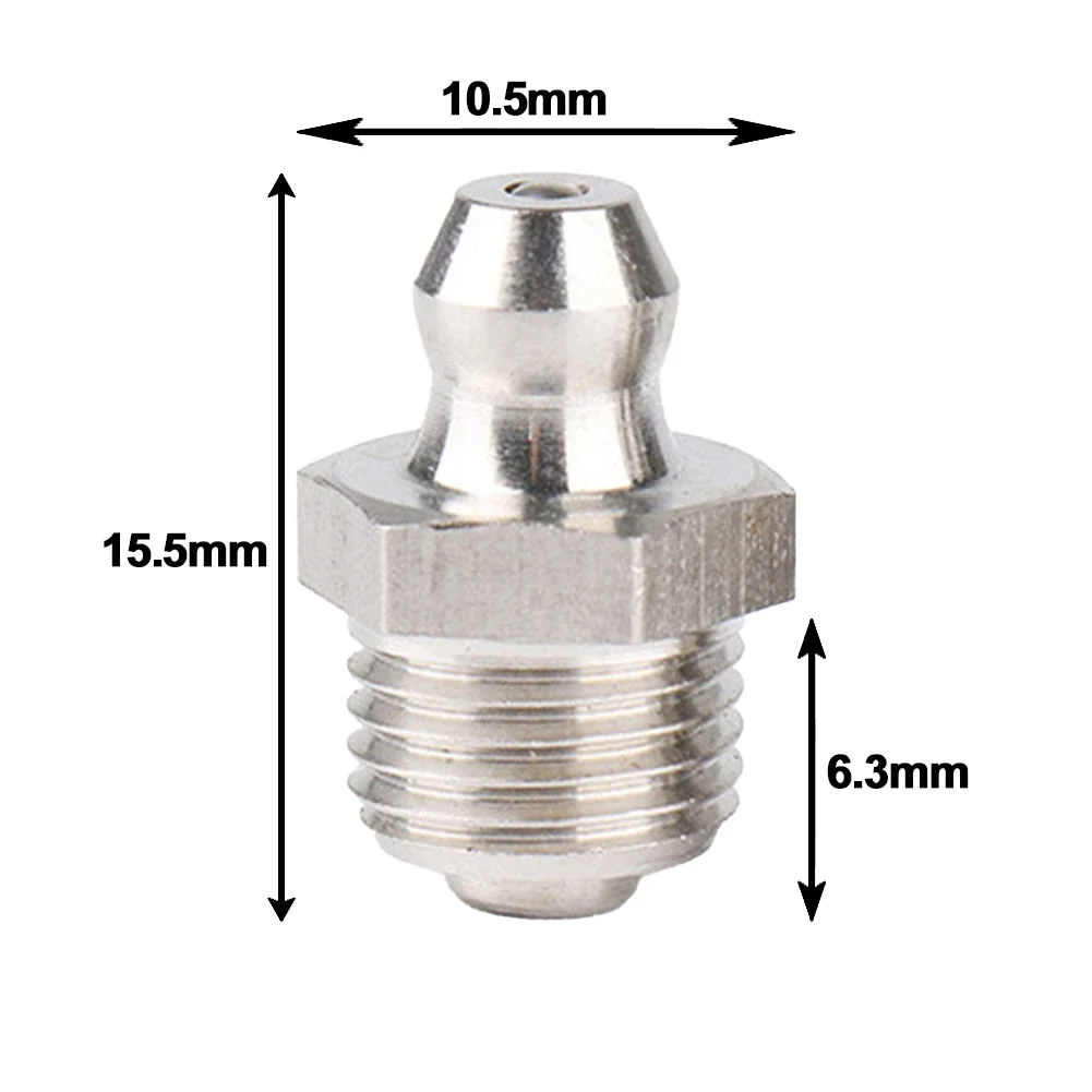 2pcs M10*1 Grease Nipple Straight Grease Nipple For Motorcycle Car 304 Stainless Steel Grease Zerk Nipple Fitting For Grease