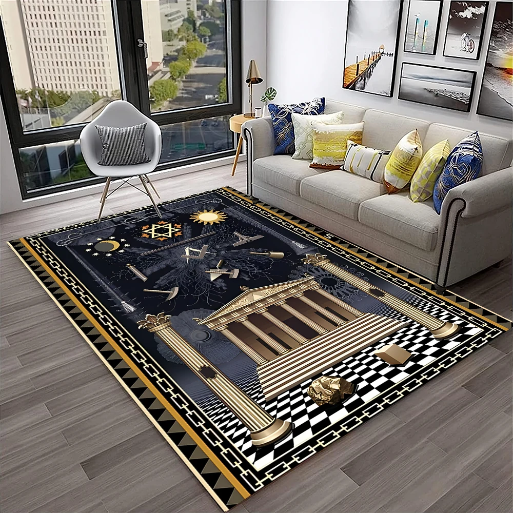 Masonic Freemasonry Illuminati Ring Carpet Rug for Home Living Room Bedroom Sofa Doormat Decor,Kid Area Rug Non-slip Floor Mat