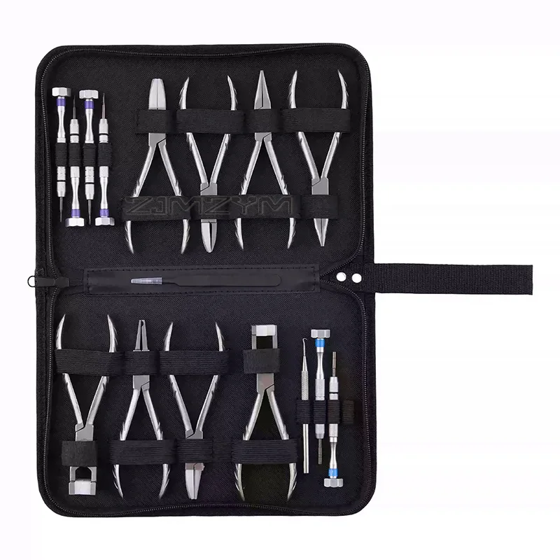 15PCS Optical Eyeglasses Pliers Set Frame Adjusting Tool Kit Nylon Pocket Hand Maintenance Repair Tools for Glasses