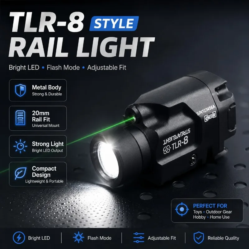 TLR‑8 Alloy LED Strobe Lamp 20MM Rail Compatible Adjustable Glow Model Decoration Light