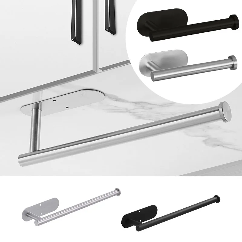 Toilettenpapierhalter aus Edelstahl für Küche und Badezimmer, Handtuchhalter, Serviettenbügel, nicht perforiertes Design für einfache Installation