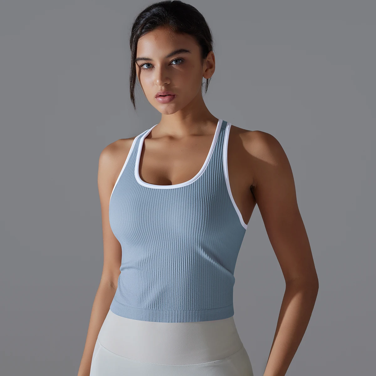 Women Sports Bra Striped Yoga Vest Running Sports Bra Summer Short Sleeve Breathable Stretchy GYM Yoga Slim Fitness Active Top