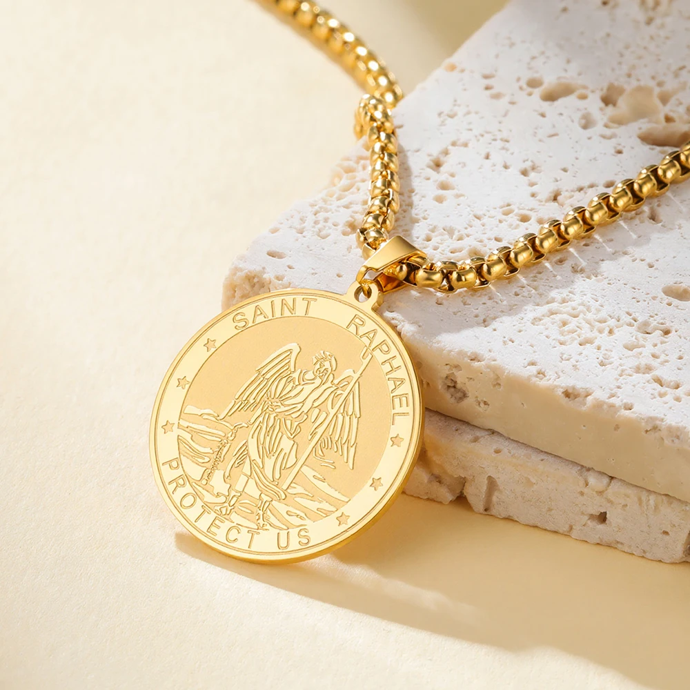 Dawapara Erzengel Raphael Gebetskette Heilung Wächter Anhänger Schutzpatron Katholischer Schmuck Edelstahl – Detail 14