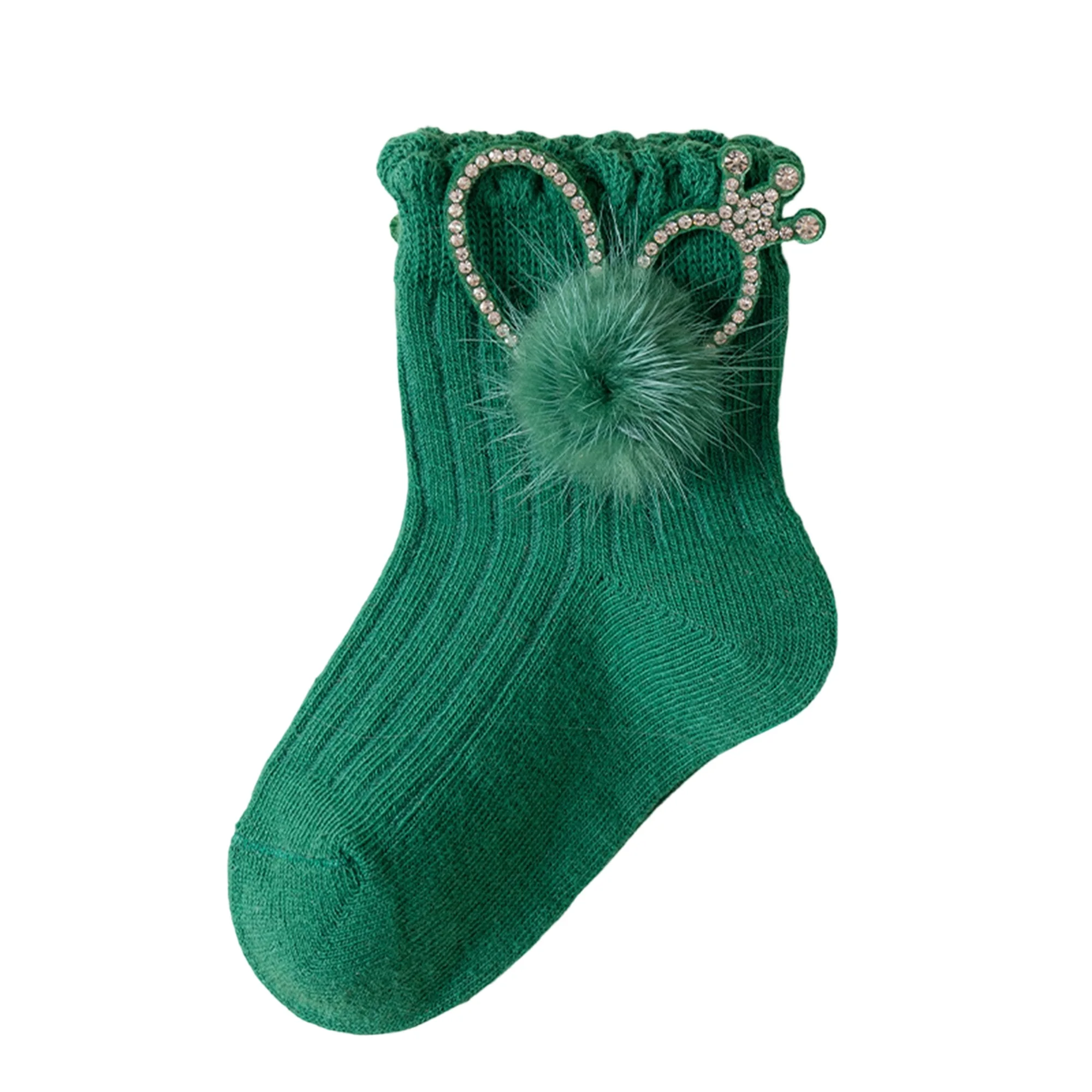 

Носки до середины икры для маленьких девочек, носки с бантами и декором в виде колокольчика, мягкие хлопковые рождественские чулки