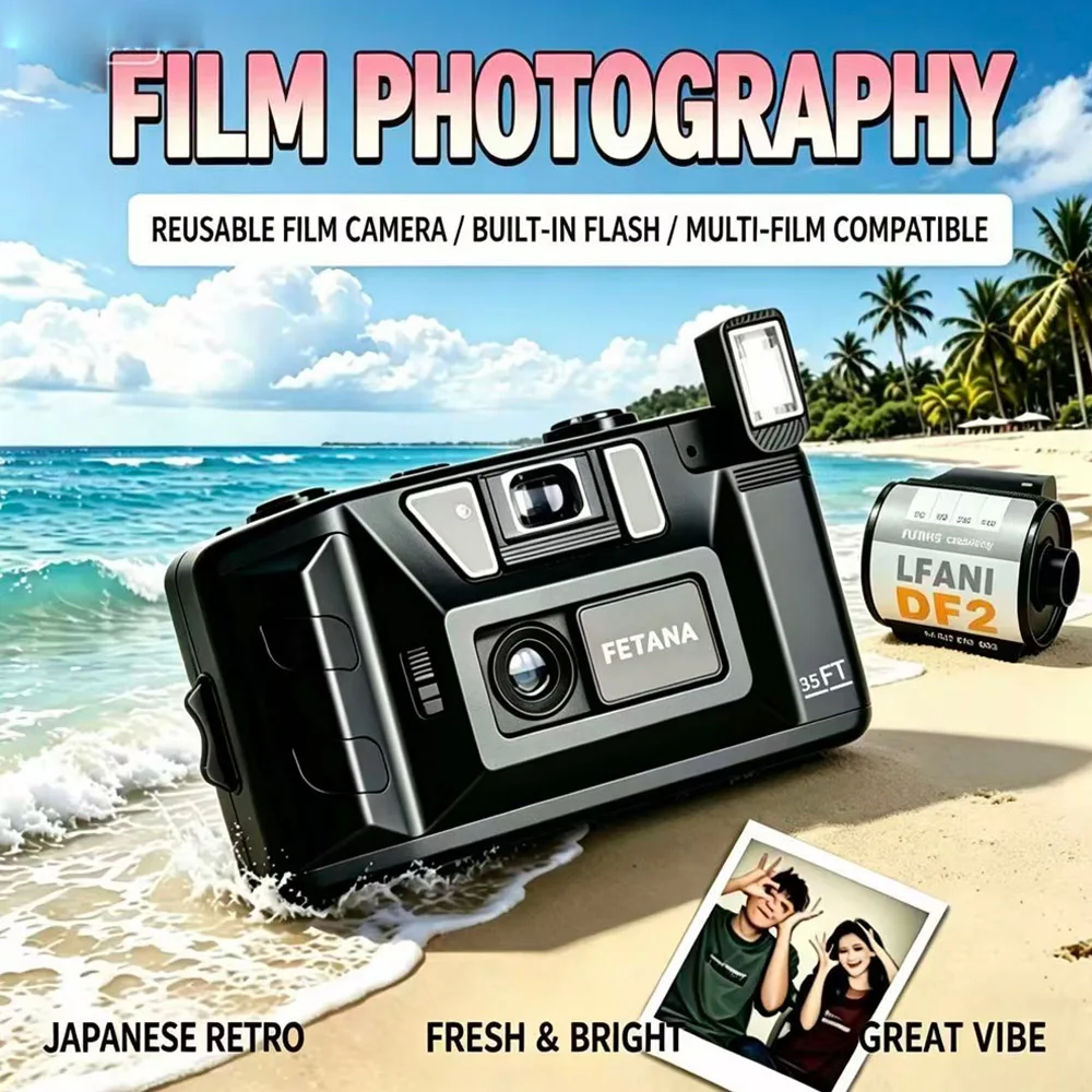 35NF Reusable Non Disposable Replaceable Film Camera New FETANA 35mm Film Camera Flash 135 Film Camera Fixed Point Camera