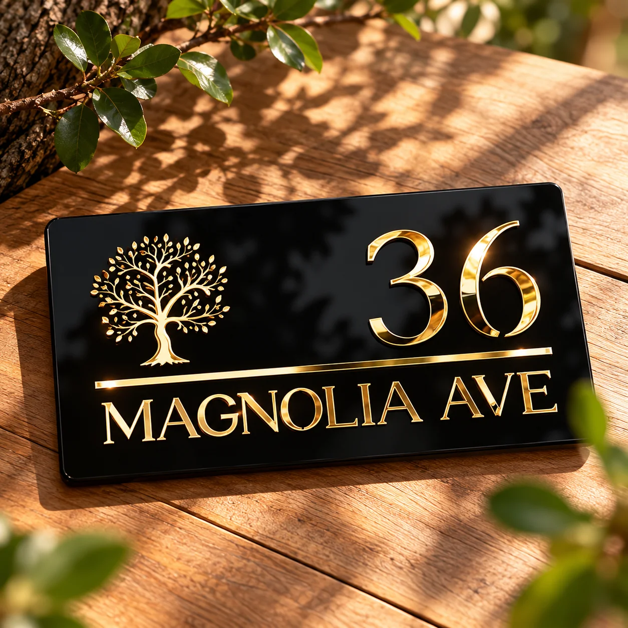 Custom Acrylic Double Layer Address Sign Personalized House Number Plaque Tree Street Name Plate for Home Hotel Apartment