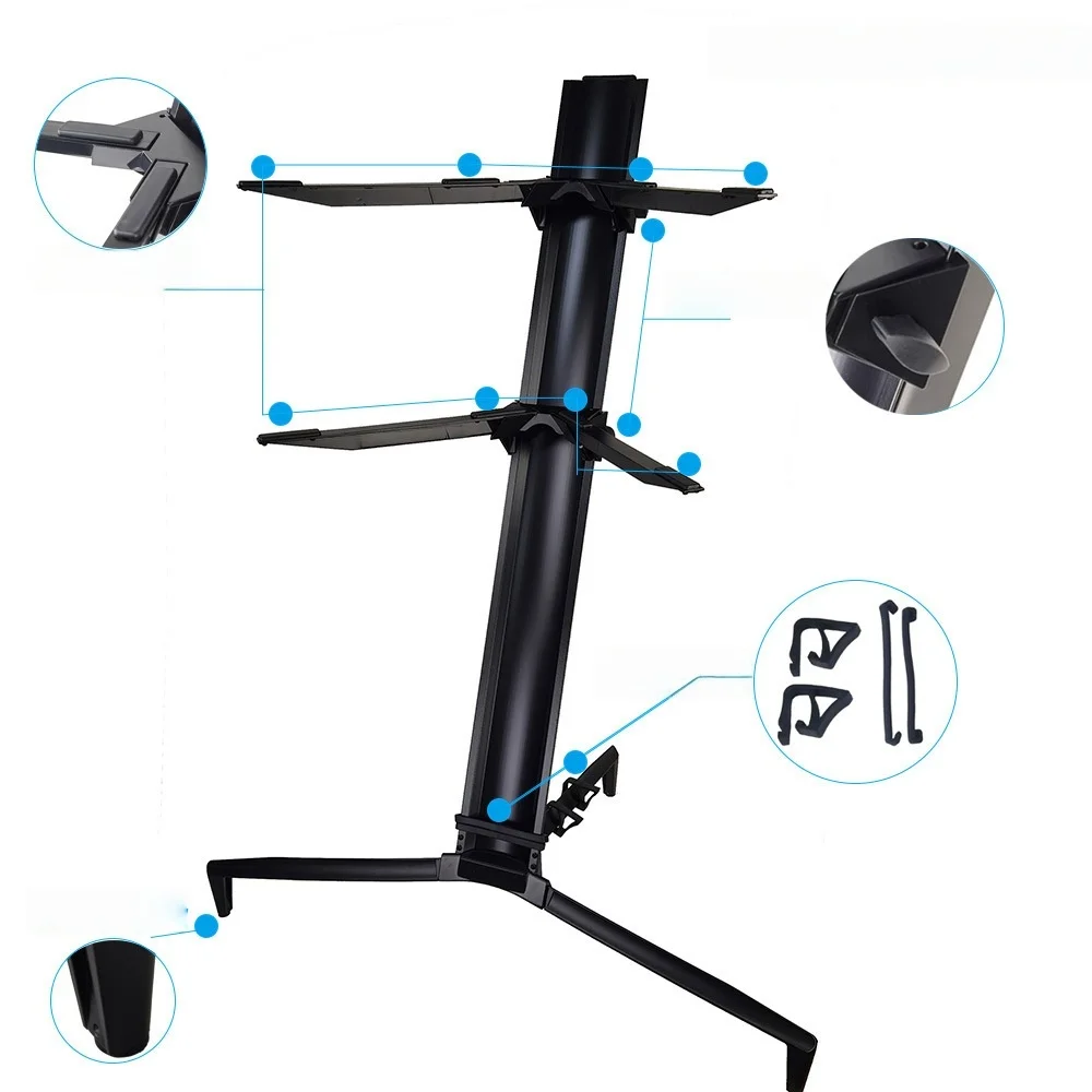 Aluminum alloy electronic piano stand for performance, double-layer piano stand 1.2m adjustable height piano stand