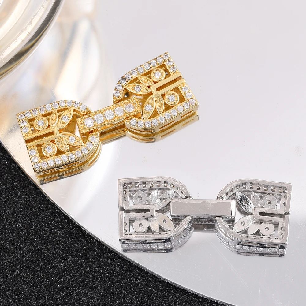 Juya-Fermoirs de perles faits à la main, composants exécutifs, or 18 carats, plaqué argent, serrures de fixation de décoration, fournitures de bijoux