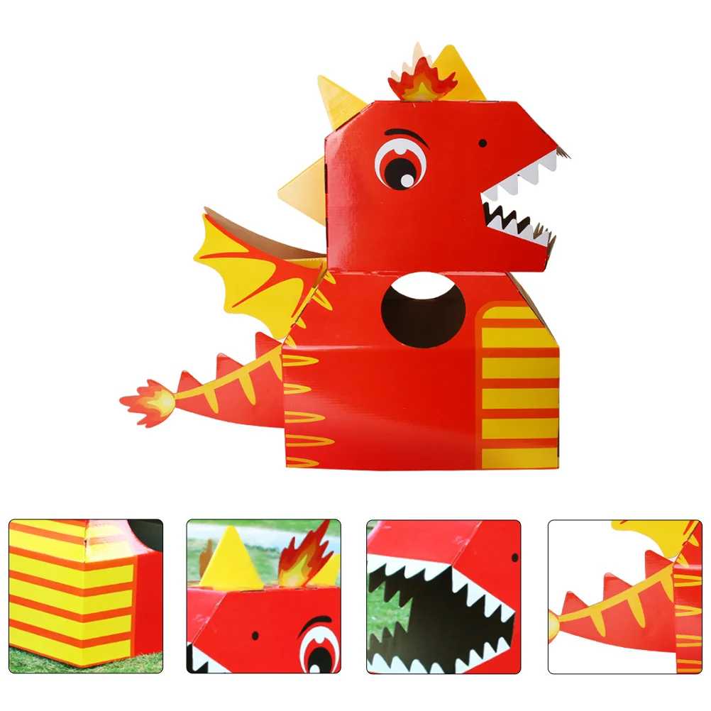 

1 шт., картонная коробка с головой динозавра, утолщенная носимая детская головоломка «сделай сам», для вечеринки, дня рождения, детский подарок, образовательная сборка
