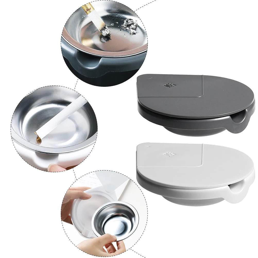 

2pcs Hidden Under Desk Ashtray Metal Abs Smoking Tray For Cigarette Cigar Space Saving Design Rotary Ash Collector Home