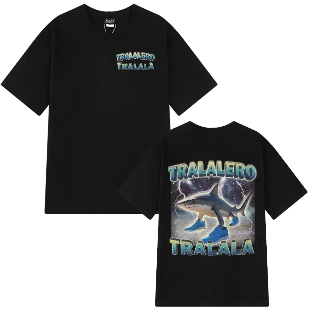 

Tralalero Tralala Funny Shark Meme Double Sided Print T-shirts Italian Brainrot Men Women Fashion Vintage T-shirt Casual T Shirt