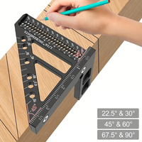 3D Multi Angle Measuring Ruler 22.5-90 Degree Miter Triangle Ruler Precision Squares Enhanced Hole Scriber Drawing Line Ruler
