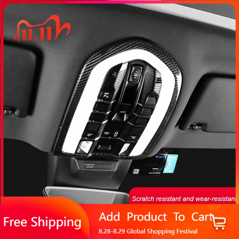 

Interior Stickers Real Carbon Fiber Front Reading Light Frame Cover For Porsche Macan Panamera Cayenne Sticker Decoration Interi