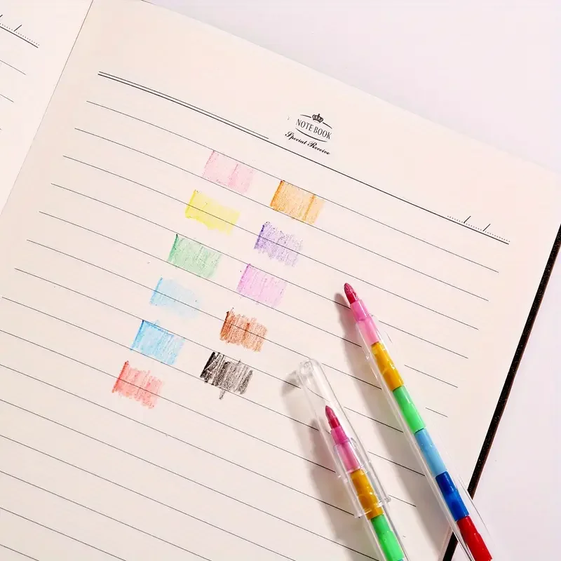 12 قطعة/المجموعة/مجموعة مكعبات بناء ملونة يمكن ضبطها معًا ويمكن تعديلها في الارتفاع، مجموعة أقلام تلوين مع 11 لونًا نابضة بالحياة، مثالية للفنون والحرف اليدوية، ومستلزمات الميلاد والعودة إلى المدرسة، وهدايا المكافآت #5