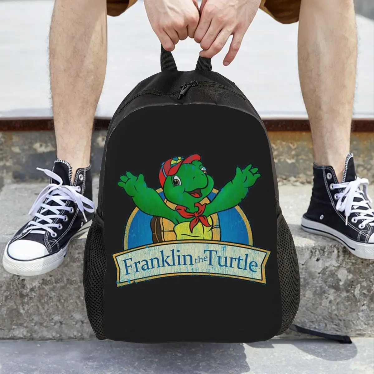 

Vintage Franklin The Turtle Backpack Daypack Large Capacity Kids BookBag School Bag Shoulder Bags for Men Women