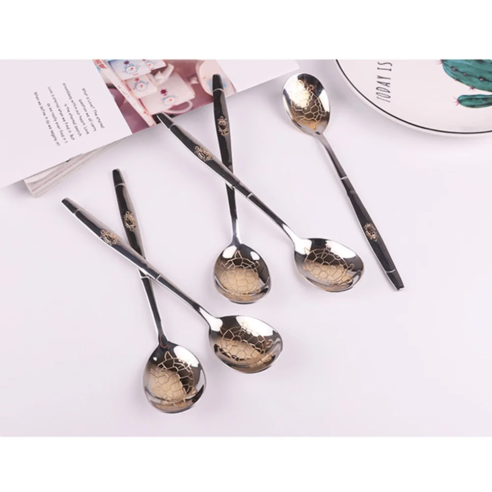 

3pcs Stainless Steel Spoons Creative Turtle Pattern Kitchen Serving Utensils Multi-Purpose Scoops Gold Plated Fine Workmanship