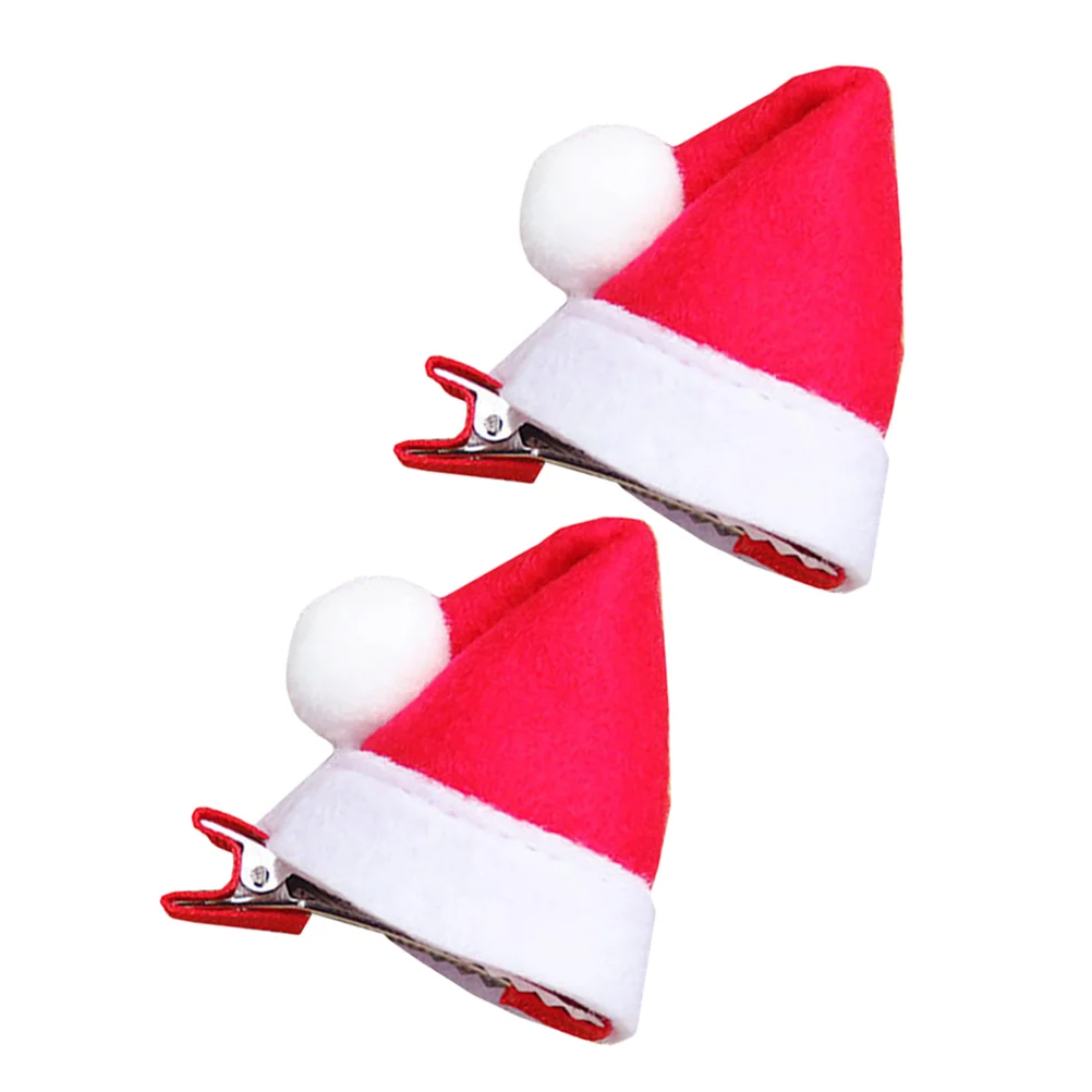 

2 PCS Headgear Christmas Hat Hairpin Miss Tree Topper Cute Iron Santa Lovely Hairpins