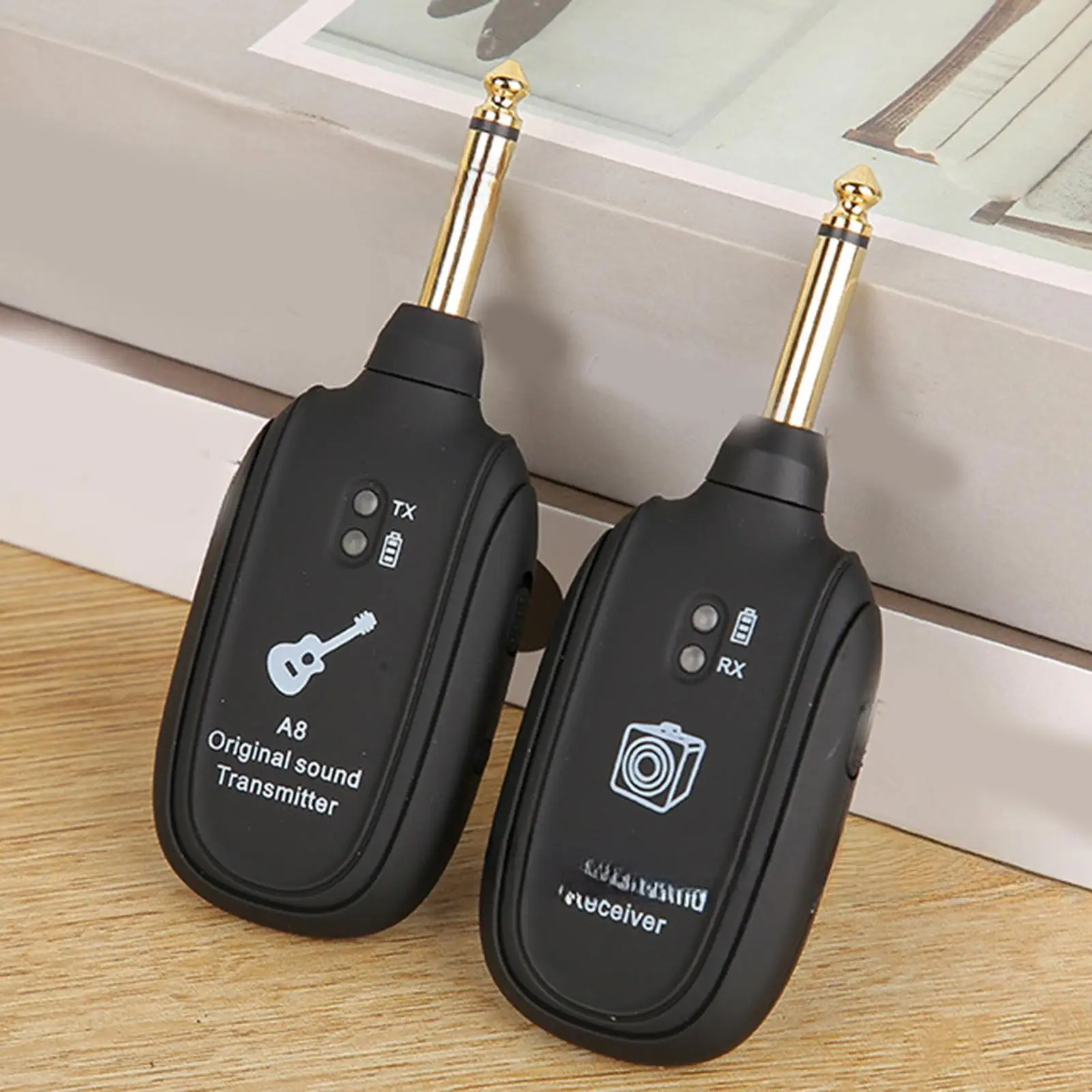 

Guitar Transmitter Receiver Rechargeable for Condenser Mic Electric Guitar