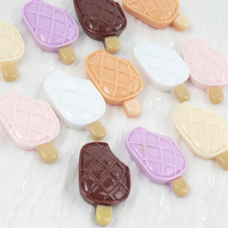 10/100Pcs Simulation Ice Cream Popsicle Flat Back Resin Scrapbooking DIY Resin Craft Jewelry Phone Decor Decoration Accessories