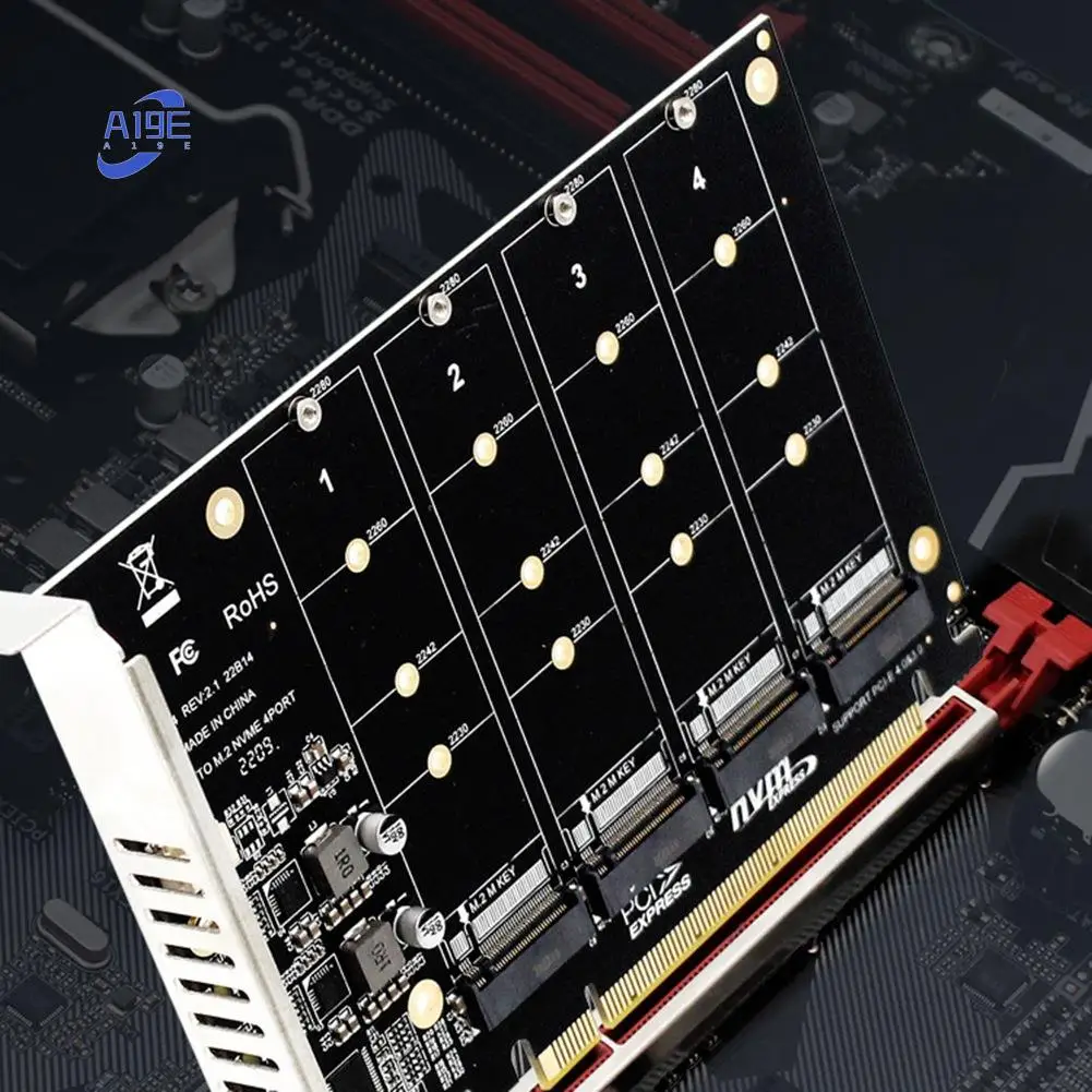 

A19E-PH44 Nvme 4-Disk Array Card PCI-E Raid Card Signal Splitting Expansion Card Nvme Raid Pcie 4.0 3.0 X16 Split Cards