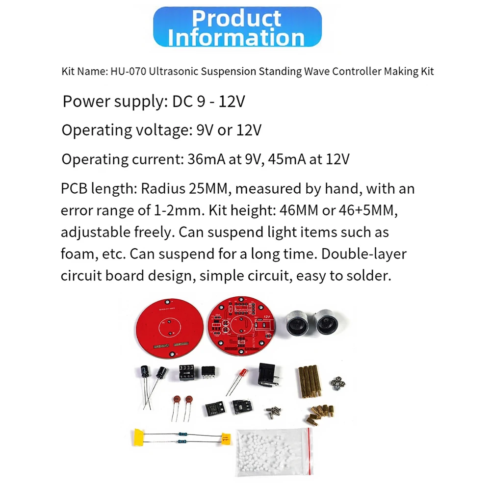 For Mini Levitation Kit with Detailed Assembly Guidance for Studying How Sound Waves Generate Stable Suspension Fields in Air