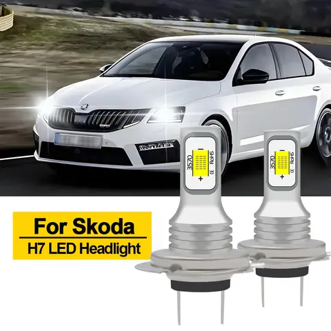 BMTxm 2 adet 60W H7 Led Far Canbus Araba Ampulü Beyaz Otomatik Sis Lambası Turbo Far Skoda Octavia Superb Rapid Fabia Karoq için