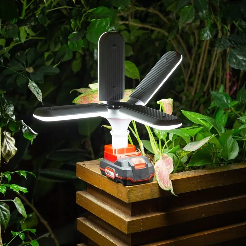 For Lidl Parkside X20V Battery Portable Foldable Wireless Fan Blade LED Work Light Daylight Family Camping Outdoor Travel Lamp