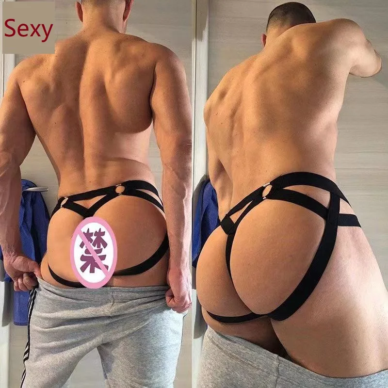 Men\'s G-string Thongs Erotic Panties Gay Man Plus Size Briefs Underpants Slip Sexy Cotton Pouch Open Back Transparent Lingerie